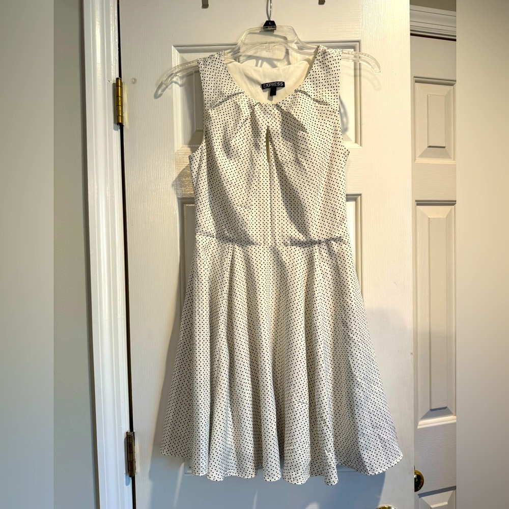 Express White & Black Polka Dot Dress - Size 2